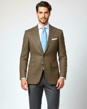 AMERICANA LANA CUADROS AZUL FONDO  VERDE