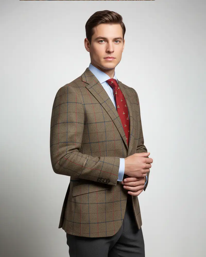 AMERICANA TOSTADA CUADROS BURDEOS-AZUL