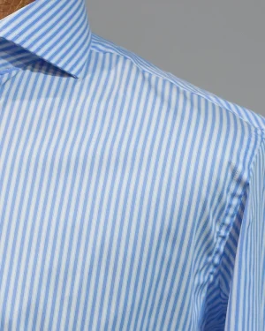 CAMISAS VESTIR RAYAS BLANCAS FONDO CELESTE