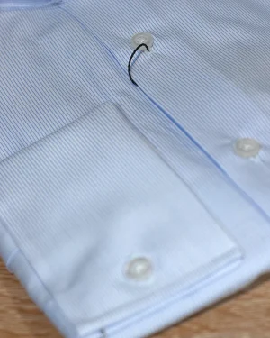 CAMISAS VESTIR 1000 RAYAS CELESTE FONDO BLANCO