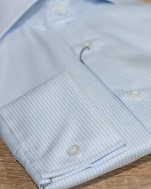 CAMISAS VESTIR 1000 RAYAS CELESTE FONDO BLANCO