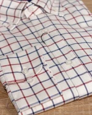 CAMISA SPORT VIYELA CUADROS VENTANA BURDEOS Y MARINO