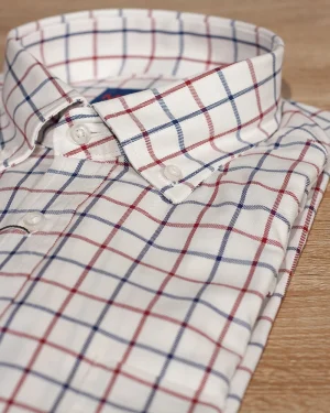 CAMISA SPORT VIYELA CUADROS VENTANA BURDEOS Y MARINO