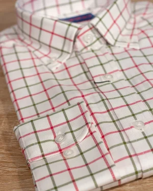 CAMISA SPORT VIYELA CUADROS VENTANA VERDE Y ROSA