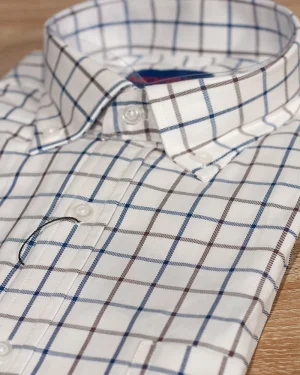 CAMISA SPORT VIYELA CUADROS VENTANA MARINO Y MARRON