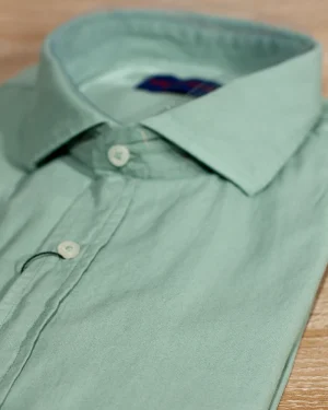 CAMISA GABARDINA LISA VERDE CLARO