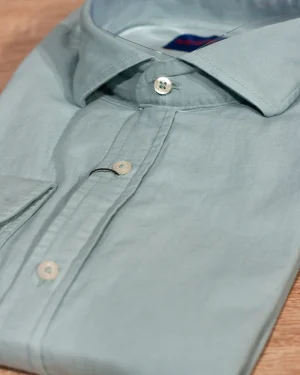 CAMISA GABARDINA LISA AZUL PETROLEO