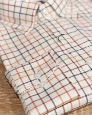 CAMISA SPORT VIYELA CUADROS BURDEOS Y TEJAS