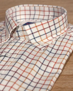 CAMISA SPORT VIYELA CUADROS BURDEOS Y TEJAS