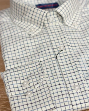 CAMISA SPORT VIYELA CUADROS PEQUEÑOS CELESTE Y MARINO