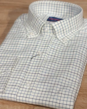 CAMISA SPORT VIYELA CUADROS PEQUEÑOS CELESTE Y MARINO